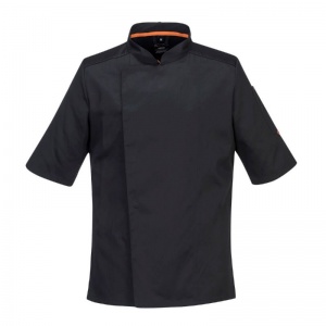 Portwest C746 Stretch Mesh Air Pro Short Sleeve Chef's Jacket (Black)