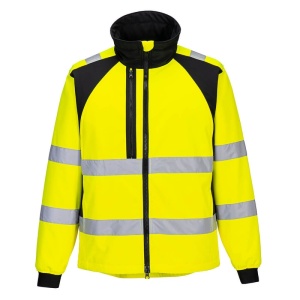 Portwest CD875 WX2 Eco Hi-Vis Sustainable 2-Layer Softshell Jacket (Yellow/Black)