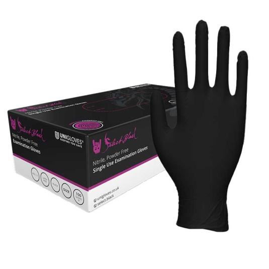 Unigloves Select Black Nitrile GT003 Tattooists Gloves