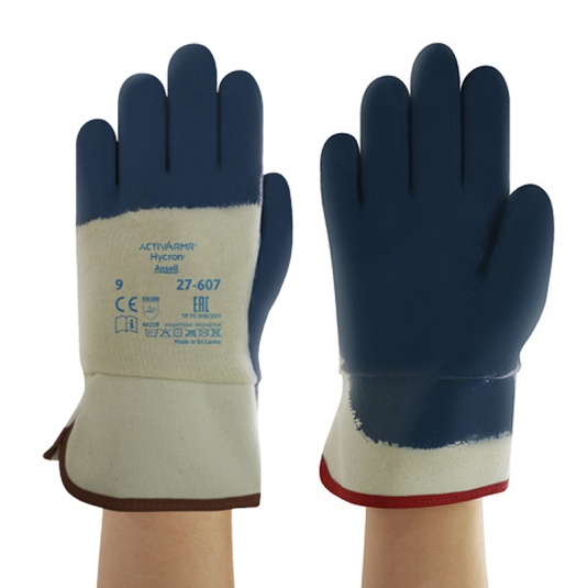 Ansell Hycron 27-607 3/4 Nitrile Dip Wet and Oil Gloves