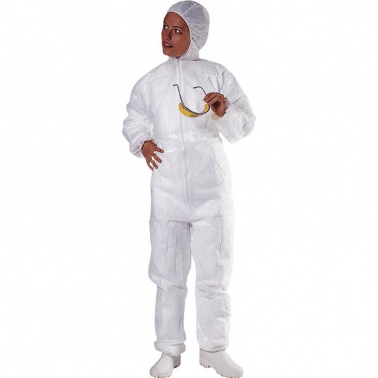 Delta Plus PO106 White Food Use Overalls with Hood