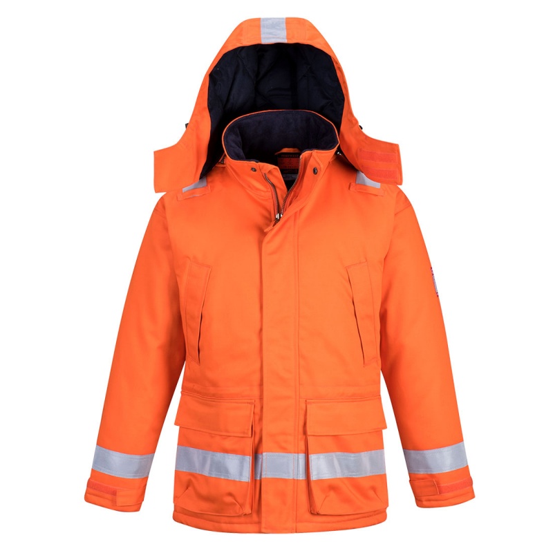 Portwest AF82 Orange Flame-Resistant Winter Coat - Workwear.co.uk