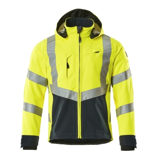 Mascot Workwear Safe Supreme Blackpool Hi-Vis Fleece-Lined Softshell Jacket (Hi-Vis Yellow/Dark Navy)