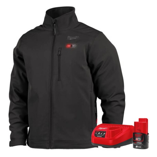 Milwaukee M12 HJ BL5-0 Men's Heated Winter Work Jacket  with Battery and Charging Station (Black)