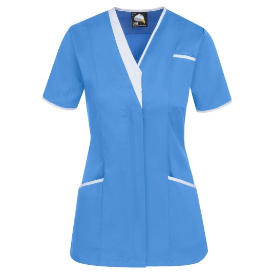 Orn Workwear Tonia Women's V-Neck Nurse Tunic (Hospital Blue/White)