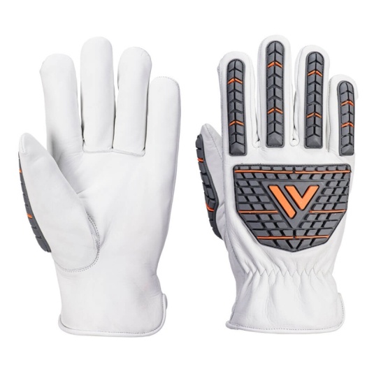 Portwest A742 Impact- and Heat-Resistant White Leather Drive Gloves