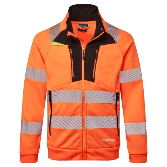 Portwest DX477 Hi-Vis Reflective Funnel Neck Sweatshirt (Orange and Black)