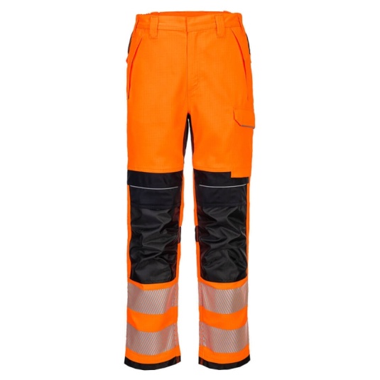 Portwest FR414 PW3 Flame-Resistant Hi-Vis Work Trousers (Orange/Black)