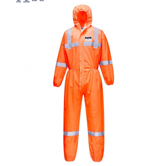 Portwest ST36 VisTex Disposable SMS Type 5/6 Coveralls (Box of 50)