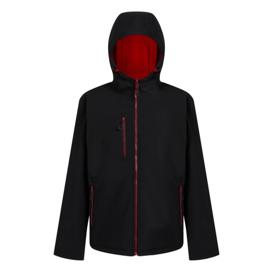 Regatta Navigate Two-Layer Hooded Softshell Jacket (Black/Classic Red)