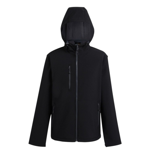 Regatta Navigate Two-Layer Hooded Softshell Jacket (Black/Seal Grey)