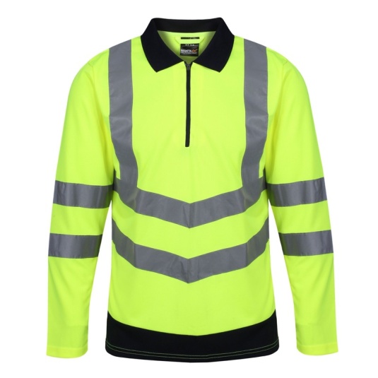 Regatta Pro Quick-Drying Yellow Hi-Vis Long-Sleeved Polo Shirt (TRS192)