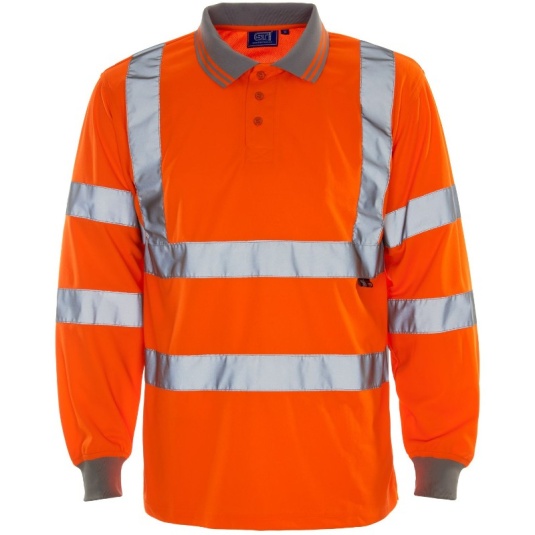 Supertouch Bird Eye Hi-Vis Long Sleeve Polo Shirt (Orange)