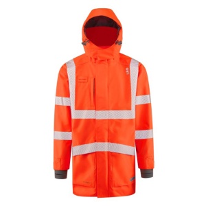 Leo Workwear EcoViz A04 Clovelly Breathable Waterproof Hi-Vis Orange Anorak