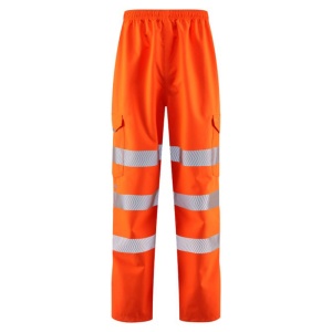 Leo Workwear EcoViz L02 Instow Hi-Vis Breathable Orange Overtrousers