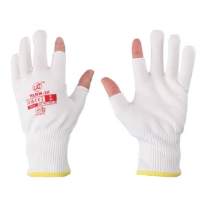 UCi Knitted Partial-Fingerless White Nylon Gloves NLNW-3F