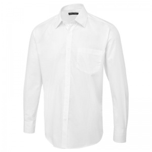 Uneek UC713 Men's Long-Sleeve Tailored Poplin Work Shirt (White)