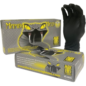 Mamba Med Disposable Powder-Free Black Nitrile Examination Gloves (Box of 100)