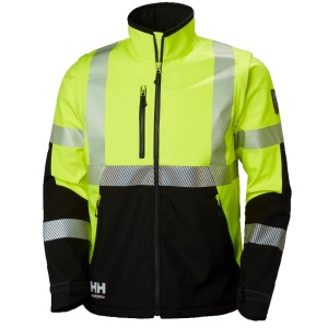 Helly Hansen ICU HI Vis Softshell Jacket with Detachable Sleeves (Yellow)