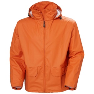 Helly Hansen Voss Waterproof Concealed Hood Rain Jacket (Orange)