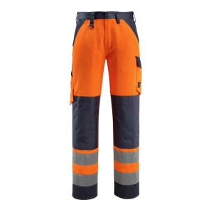 Mascot Workwear Safe Light Maitland Hi-Vis Trousers with Kneepad Pockets (Hi-Vis Orange/Dark Navy)