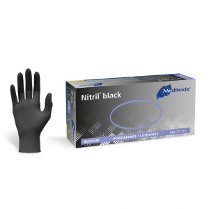 Meditrade Nitril Black Powder-Free Disposable Nitrile Gloves (Box of 100)