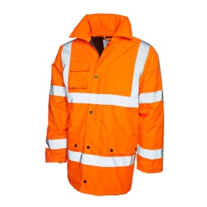 Uneek UC803 Hi-Vis Waterproof Railway Safety Jacket (Orange)