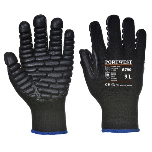 Portwest Black Anti-Vibration Jack Hammer Gloves A790