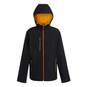 Regatta Navigate Two-Layer Hooded Softshell Jacket (Black/Orange)