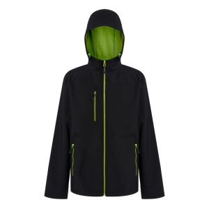 Regatta Navigate Two-Layer Hooded Softshell Jacket (Black/Lime Green)