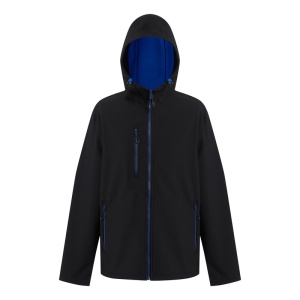 Regatta Navigate Two-Layer Hooded Softshell Jacket (Black/Royal Blue)