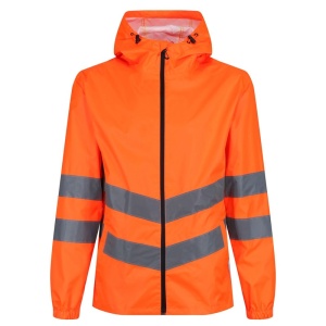 Regatta Pro Hi-Vis Orange Waterproof Windproof Packaway Work Jacket (TRW497)