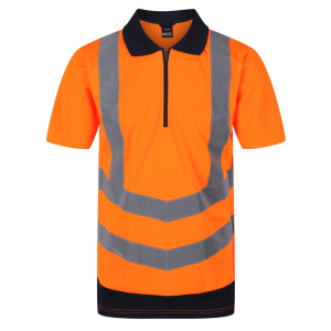 Regatta Pro Orange Hi-Vis Two-Tone Wicking Short Sleeve Polo Shirt (TRS189)