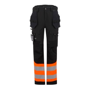 Regatta X-Pro Black/Orange Hi-Vis Stretch Holster Work Trousers (TRJ480)