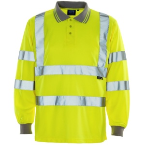 Supertouch Bird Eye Hi-Vis Long Sleeve Polo Shirt (Yellow)