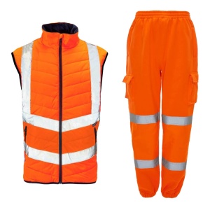 Supertouch Hi-Vis Bodywarmer and Jogging Bottoms Railway Bundle