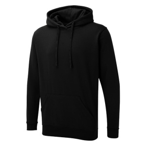 Uneek UX4 Brushed Polycotton Work Hooded Sweatshirt (Black)